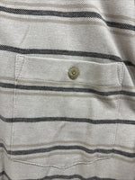 New Men’s Wrangler Tan Black Stripe Short Sleeve Polo Shirt Large V-6