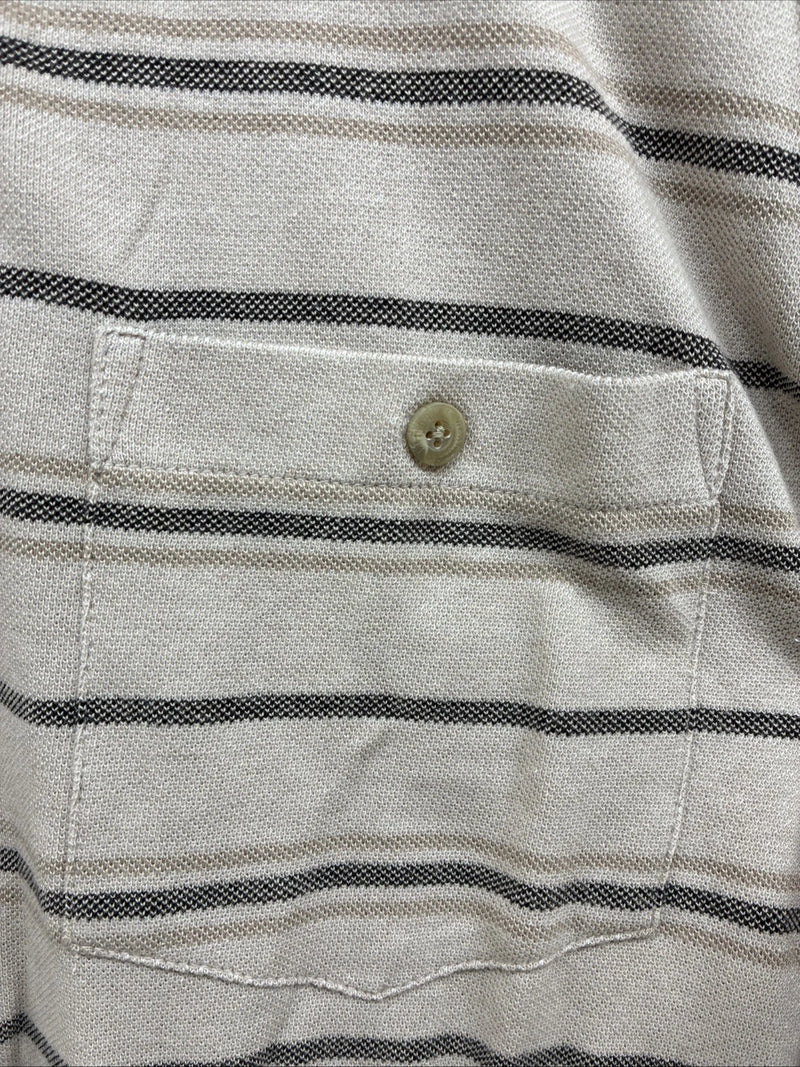 New Men’s Wrangler Tan Black Stripe Short Sleeve Polo Shirt Large V-6