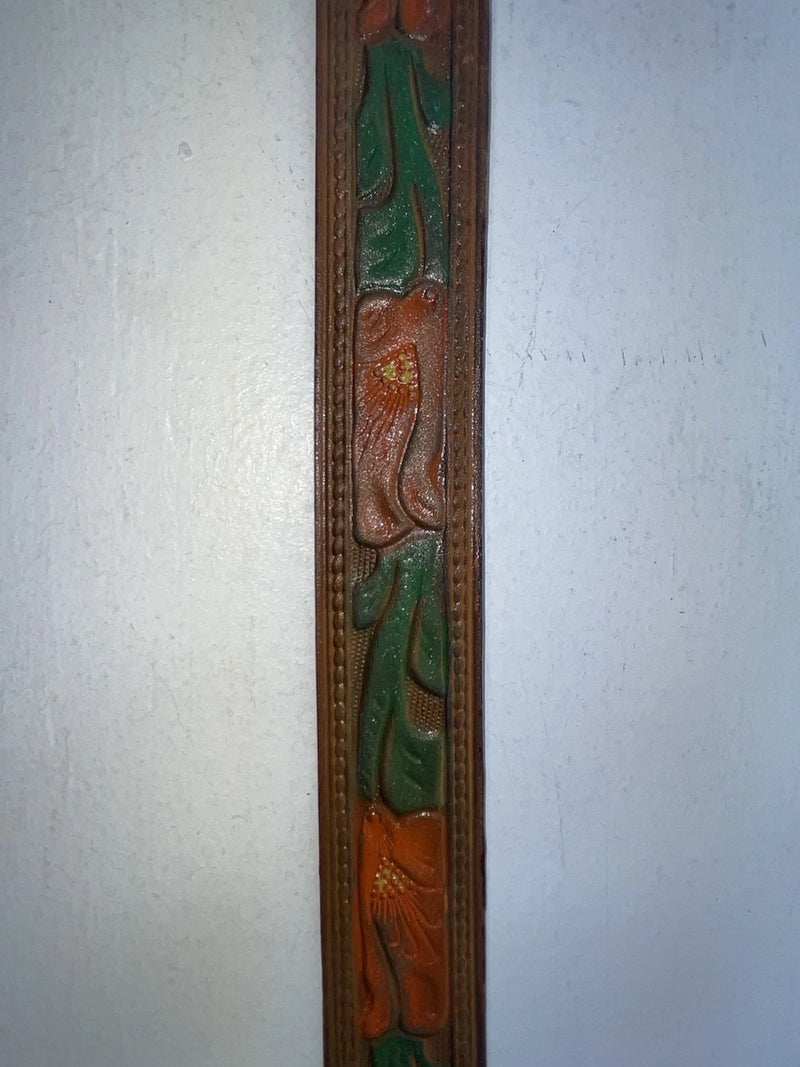 New Brown Genuine Leather Tooled 34” Belt Z-95