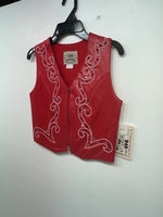 New Women’s Red 1849 Authentic Ranchwear Cut Off Zip Up Vest XS #77872 3B-69