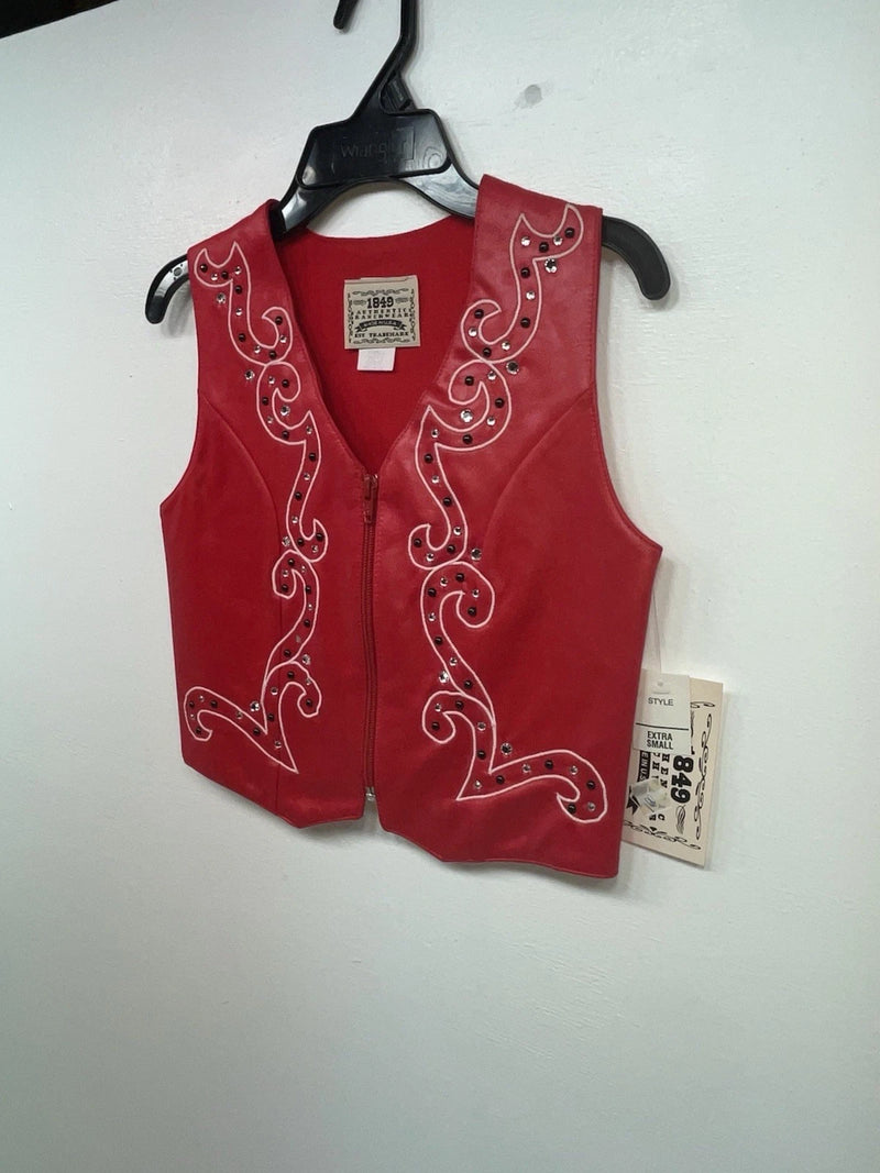 New Women’s Red 1849 Authentic Ranchwear Cut Off Zip Up Vest XS #77872 3B-69