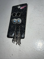 New Women’s Blazin Roxx Set Of 3 Earrings. Black Turquoise Silver. 30686 A-86