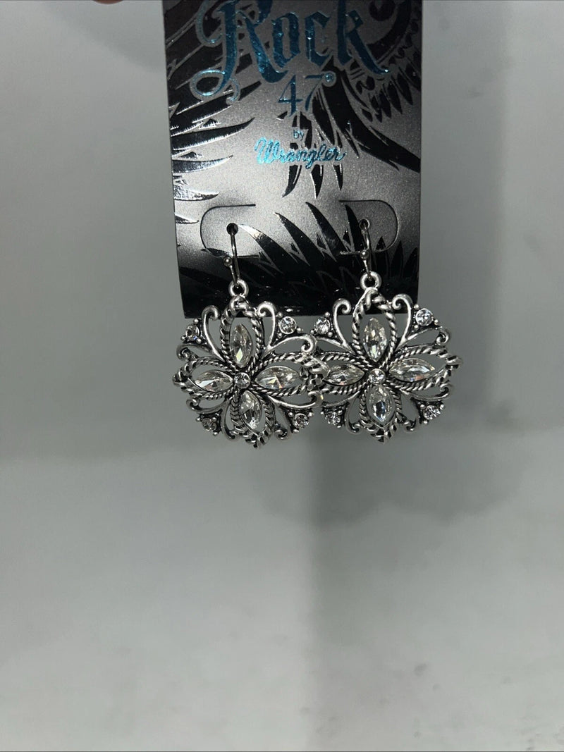 New Women’s Rock 47 Silver Diamond Dangle Earrings. ER3008R47 A-88