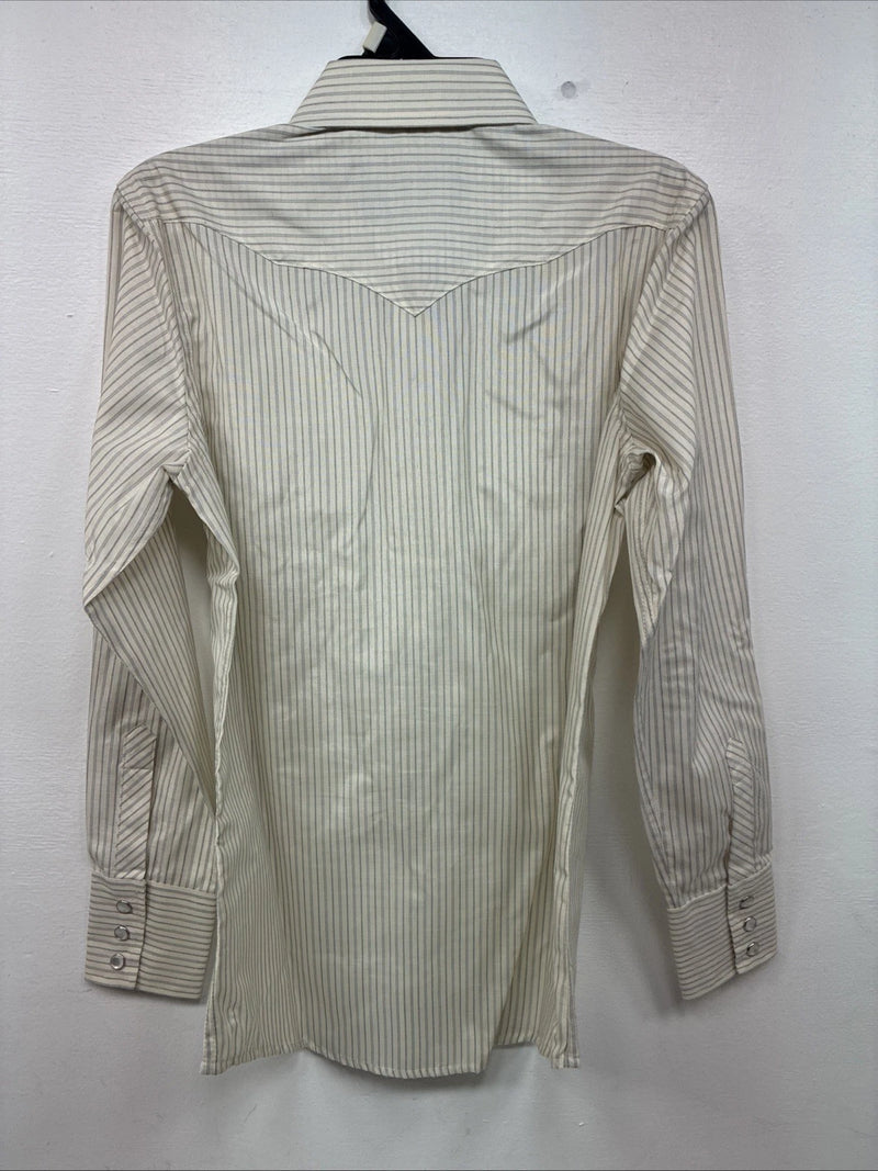 New Kids White Horse Yellow Stripe Long Sleeve Pearl Snap Large DD-62