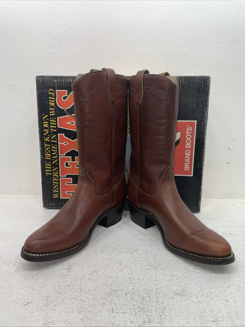 New Men’s Brown Texas Brand Cowboy Boots. 8021 9 D. 4-99