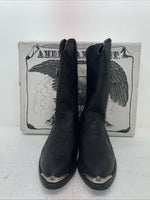 New Men’s Black American West Cowboy Boots. 68610 10 E W. 6-90