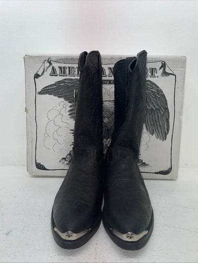 New Men’s Black American West Cowboy Boots. 68610 10 E W. 6-90