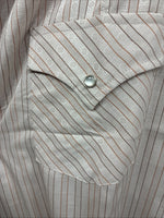 New Men’s ELY Cattleman Pink Stripe Long Sleeve Pearl Snap 17.5 X 34 XL T-31