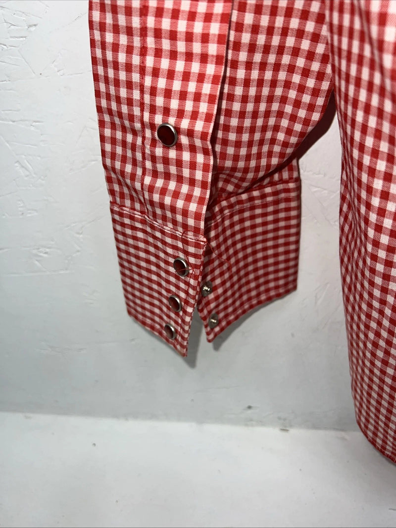 New Men’s Red Plaid Petal Snap Permanent-press Long Sleeve Shirt. 20x35 3XL G-73