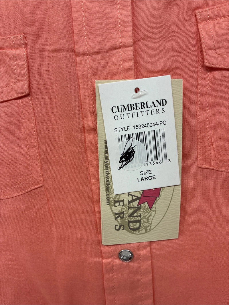 New Women’s Cumberland Pink Designed Long Sleeve Pearl Snap Large II-99
