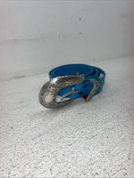 New Blue Genuine Leather Silver Bling XL Belt #N3431617 Z-30