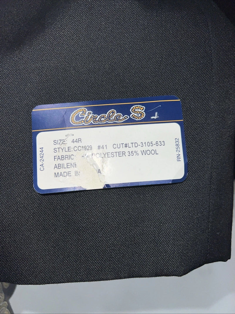 New Men’s Circle S Black Suit Jacket 44R #25832 T-600