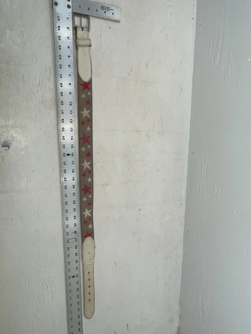 New White Genuine Leather Red And White Star 34” Belt #6110B Z-110