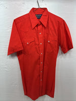 New Men’s Panhandle Slim Orange Short Sleeve Pearl Snap 14 Small O-75