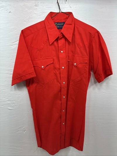 New Men’s Panhandle Slim Orange Short Sleeve Pearl Snap 14 Small O-75