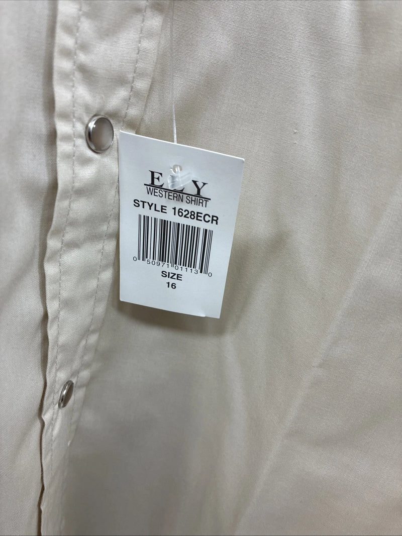 New Men’s ELY Cattleman Tan Short Sleeve Pearl Snap Shirt  16 Large X-103