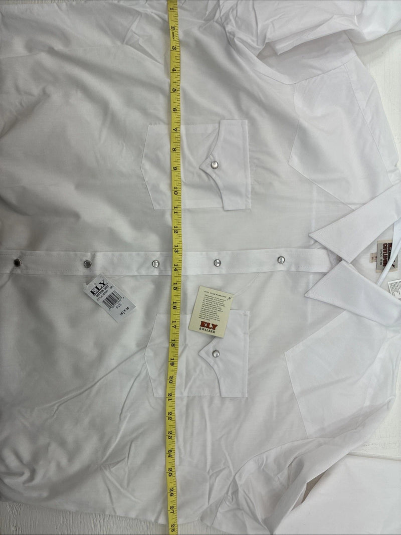 New Men’s ELY Cattleman White Long Sleeve Pearl Snap 18.5 X 36 2XL X-75