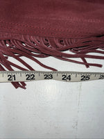 New Burgundy Congress Leather Show Chaps With Fringe Adjustable Waist 42” L N-41