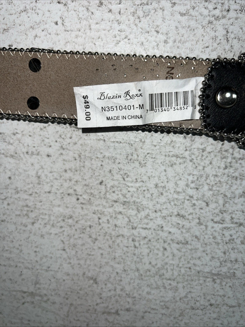 New Black Genuine Leather Blazin Roxx Cross Bling M Belt #N3510401 Z-1