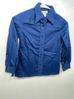 New Women’s Blue Fenton Long Sleeve Button Up Shirt #15328 3B-107
