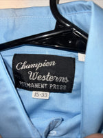 New Men’s Blue Champion Westerns Long Sleeve Pearl Snap Shirt. 15x33 M S-6