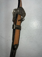 New Leather Royal King One Ear Headstall With Bronze Beads U-40