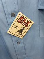 New Men’s ELY Cattleman Blue Western Short Sleeve Pearl Snap 18.5 2XL T-48