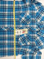 New Women’s Cumberland Blue Plaid Long Sleeve Pearl Snap XL GG-63