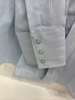 New Men’s White Horse Blue long sleeve pearl snap small B-69