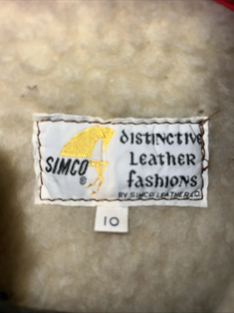 New Women’s SIMCO Brown Leather Wool Jacket 10 #6295 HH-601