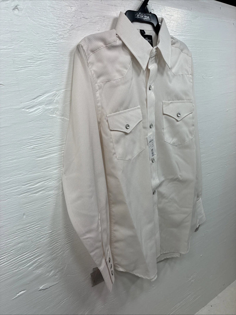 New Kids White Horse White Long Sleeve Pearl Snap Large CC-102