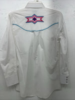 New Men’s ELY Diamond White Long Sleeve Pearl Snap Small A-203