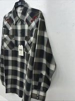 New Men’s ELY Cattleman Green Black Plaid Long Sleeve Pearl Snap Shirt XL S-17