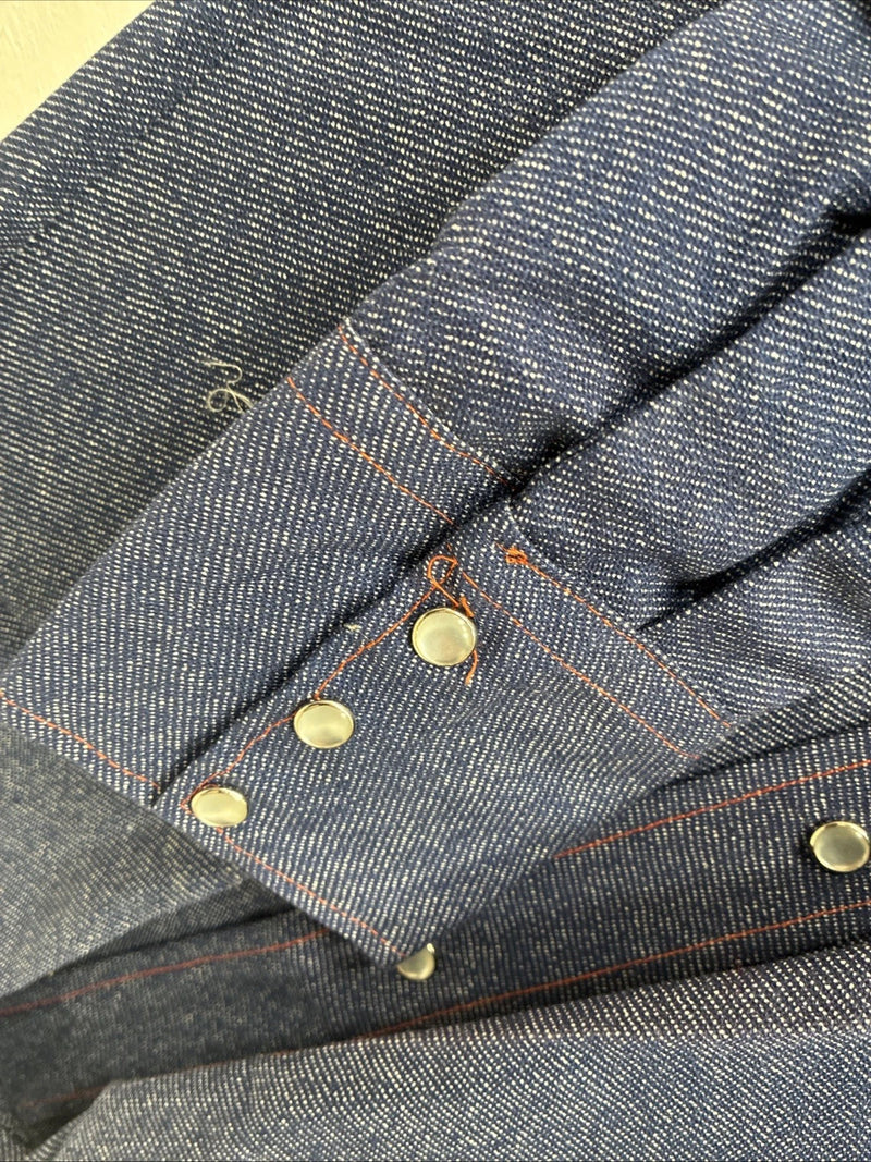 New Men’s Karman Blue Jean Long Sleeve Pearl Snap 14.5 Small AA-2