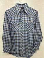 New Men’s Champion Western Purple Plaid Long Sleeve Peal Snap 15 Medium M-44
