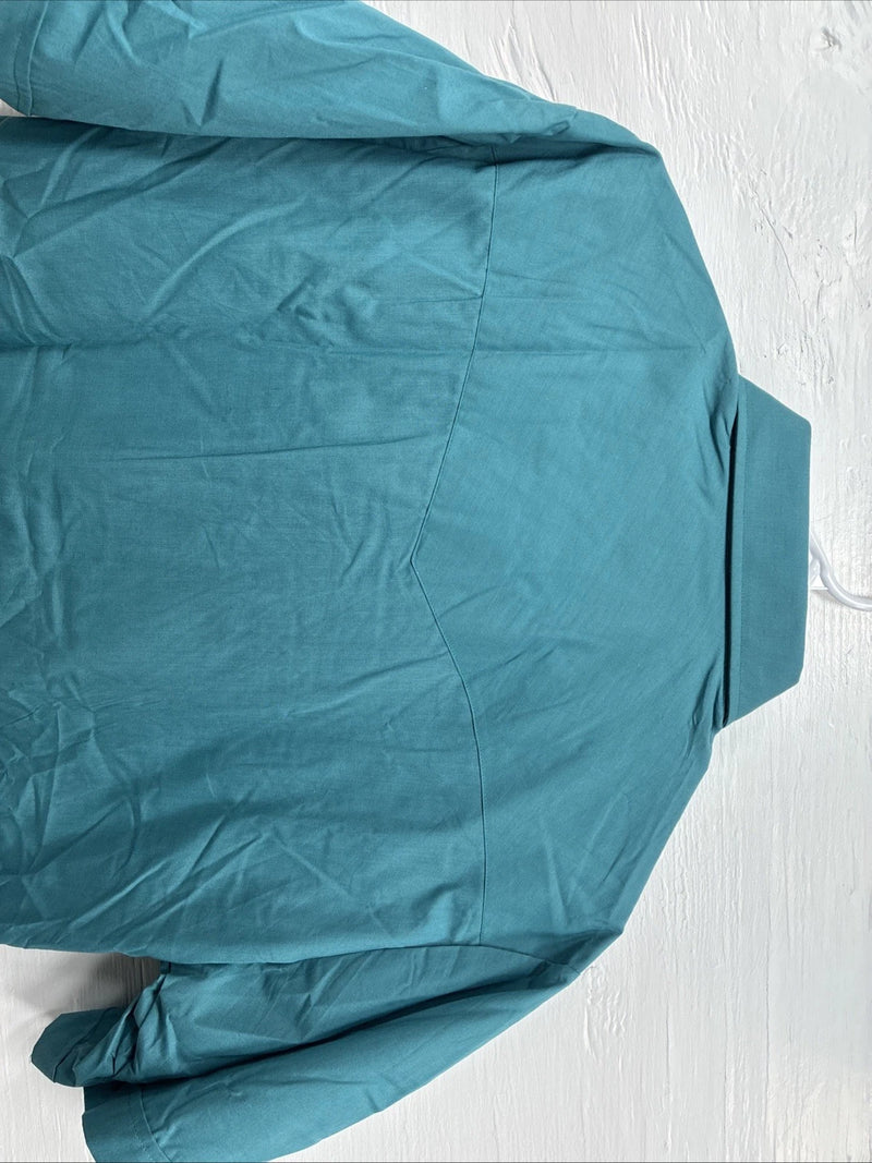 New Men’s ELY Cattleman Teal Short Sleeve Pearl Snap 16.5 Large X-67