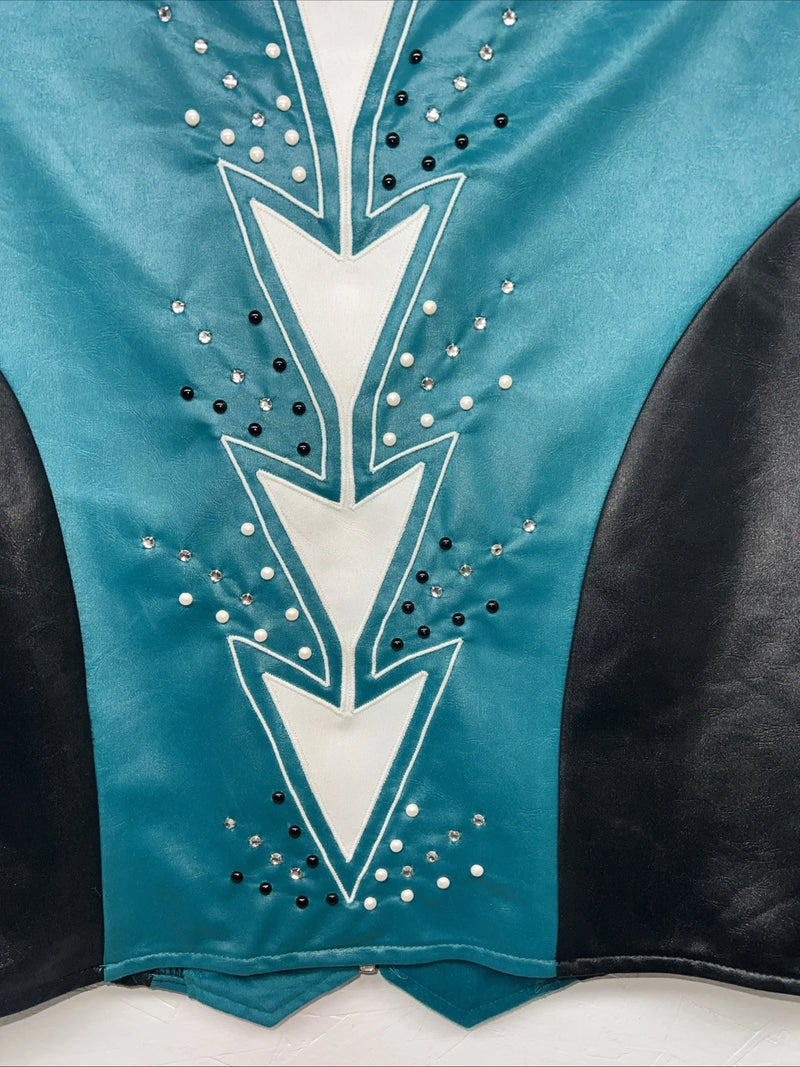 New Women’s 1849 Authentic Ranchwear Blue White Black Show Vest 3XL WW-36