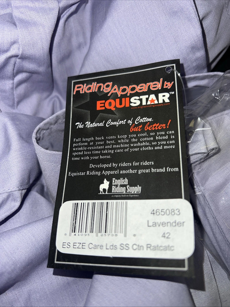 New Women’s Purple EQUISTAR Short Sleeve English Riding Shirts 42 465083 G-42