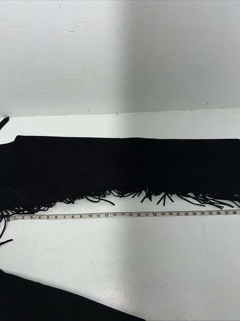 NOS Black Show Chaps With Fringe Adjustable Waist 41” N-21