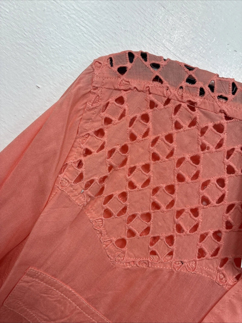 New Women’s Cumberland Pink Design Long Sleeve Pearl Snap Small KK-54