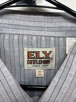 New Men’s ELY Cattleman Gray deigned Long Sleeve Pearl Snap 18 X 36 2XL F-74