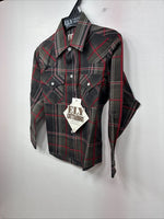New Boys ELY Cattleman Green Plaid Long Sleeve Pearl Snap XS DD-128