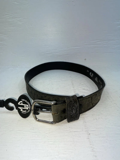 New Black Genuine Leather M & F Tooled 24” Belt #3010201 NN-80