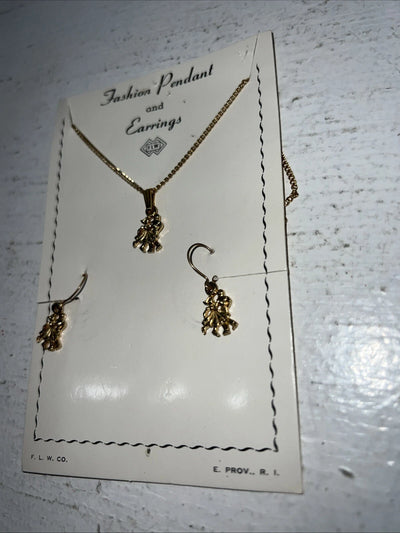 New Womens Fashion Pendant Gold Earrings And Chain Necklace. 63 B-4