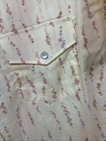 New Women’s White Horse Yellow Floral Short Sleeve Pearl Snap Large II-95