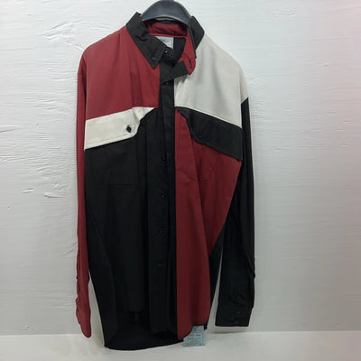 New Men’s Cowboy Threads White Black Red Long Sleeve Button Up Small B-56