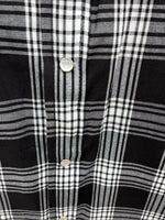 New Men’s ELY Cattleman Black White Flannel Short Sleeve Pearl Snap 4XL E-78