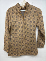 New Women’s Panhandle Slim Gold Blue Long Sleeve Zip Up Shirt Size 10 TT-80
