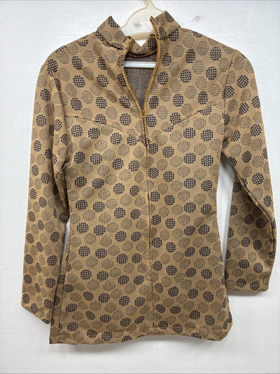 New Women’s Panhandle Slim Gold Blue Long Sleeve Zip Up Shirt Size 10 TT-80
