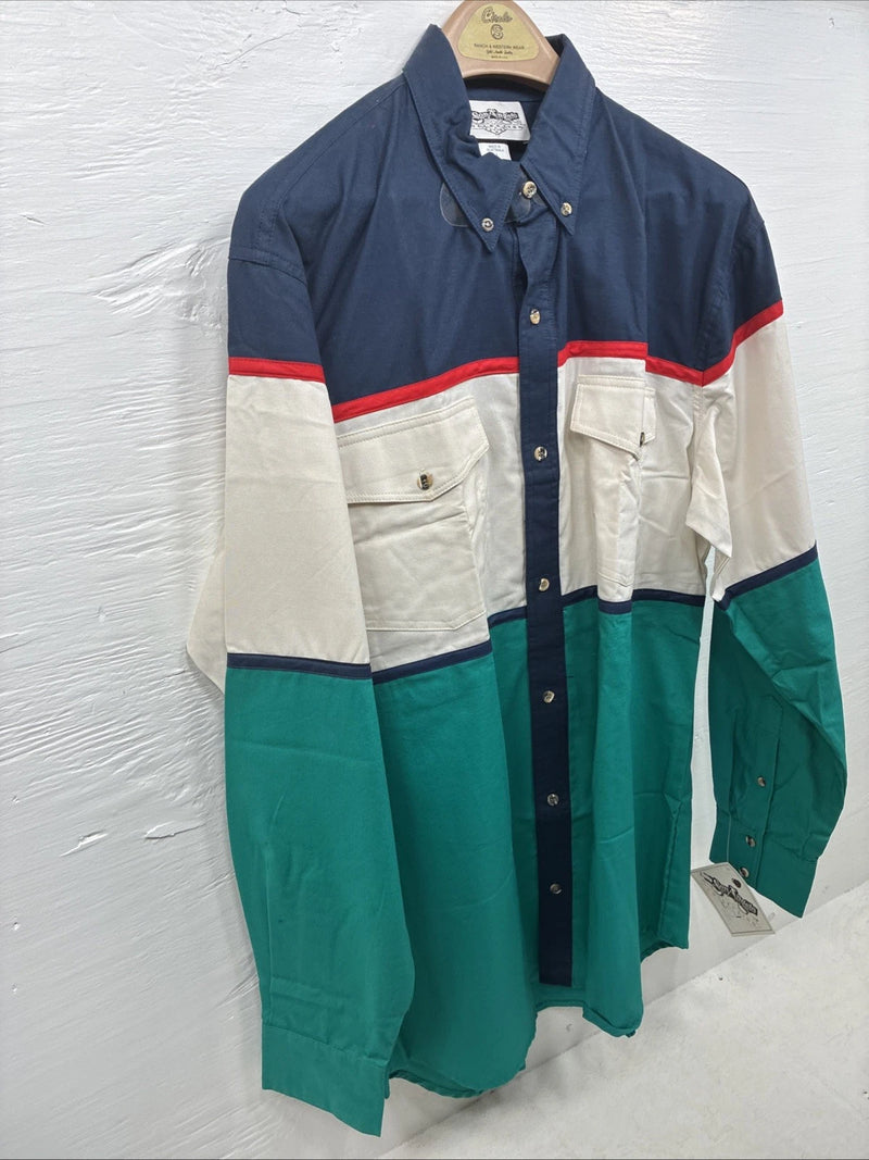 New Men’s San Angelo Multicolor Long Sleeve Button Up Large CC-35